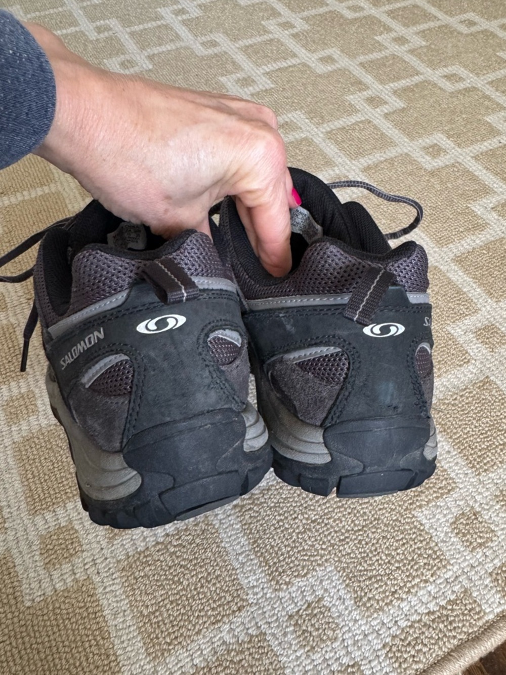 Salomon Contagrip Trail Hiking Shoes Gray Black Low Top Outdoor Sneakers Size 10 - Picture 12 of 17